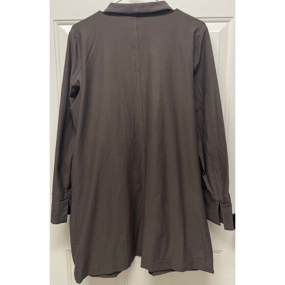 Eileen Fisher Stretch Crepe open front cardigan jacket brown size large - Picture 6 of 8